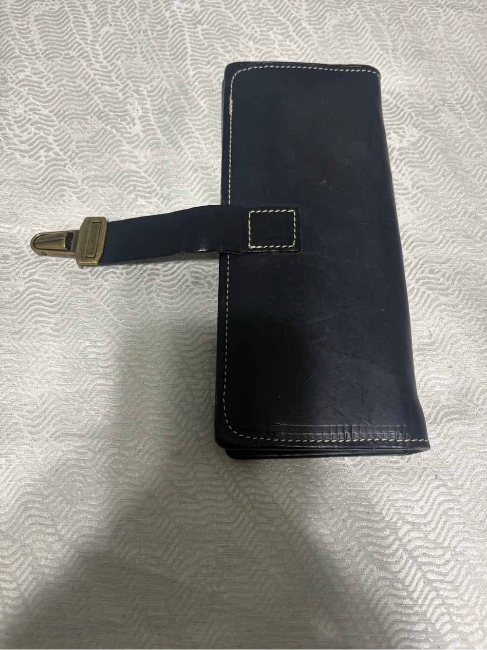 Happy Hollow Farm Navy Leather Travel Wallet